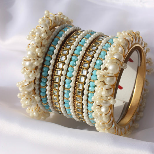 Celeste Pearlé Bangle Set-2-Ferozi