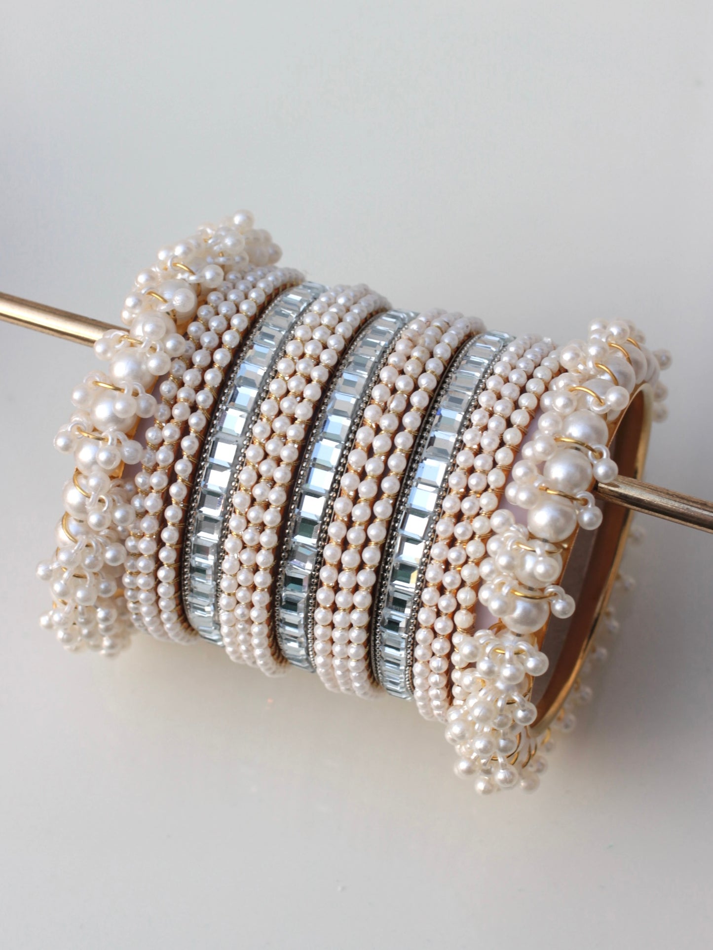 Pearl Luxe Bangle Set-4-Silver