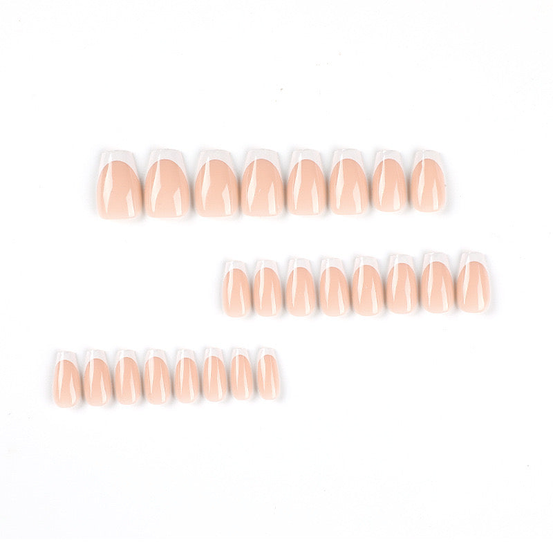 Square French Nails-2419 - Free 4 pc nail kit included