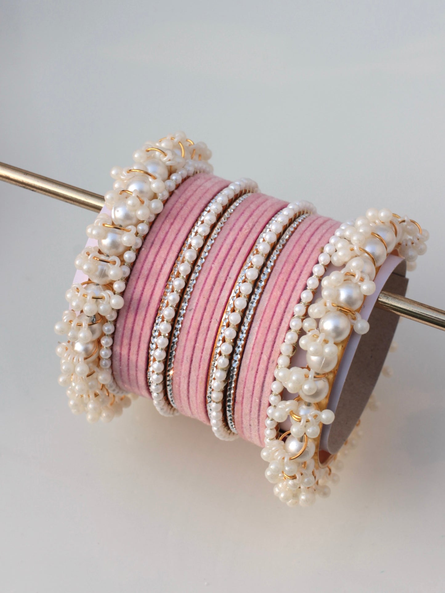 Noor-e-Moti Bangle Set-7-Pink