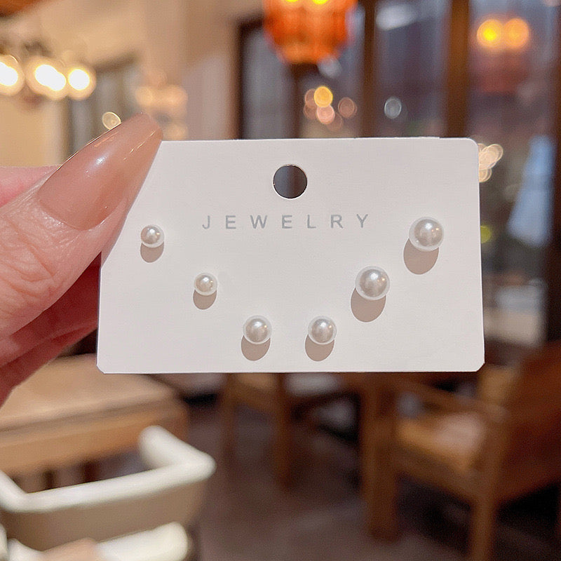 JStudsPack daily wear studs pack- smallest pearls for multiple piercings -498-CL-OM