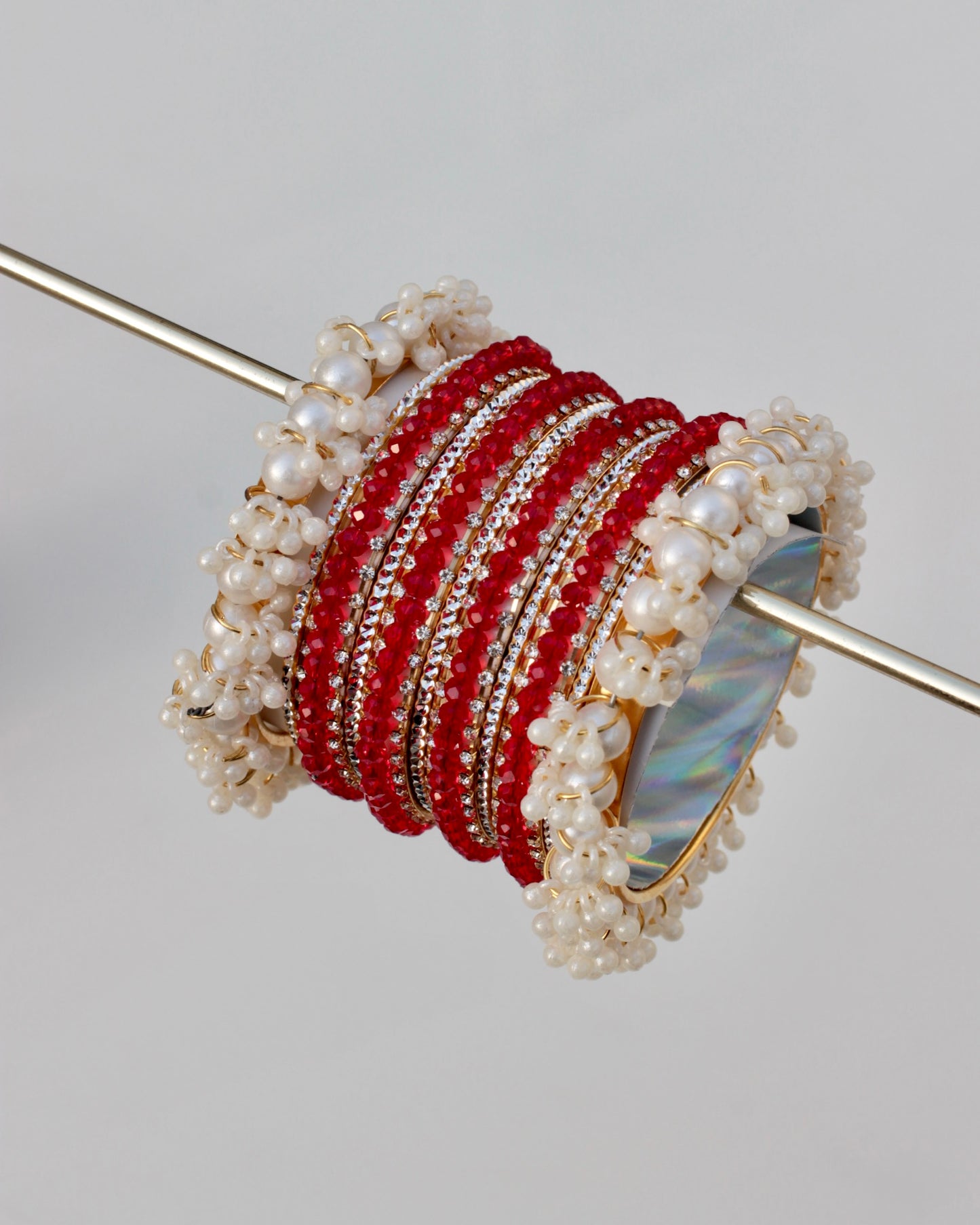 Naqsh-e-Sitara Bangle Set-Red