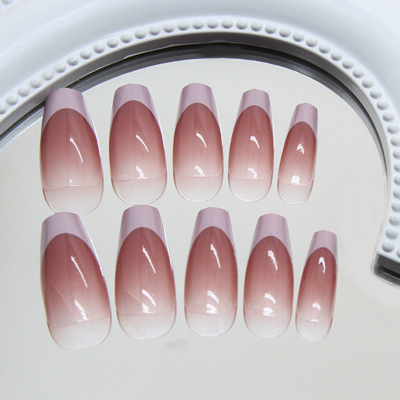 French Brown and Mauve Nails-909-Free 4 pc nail kit included