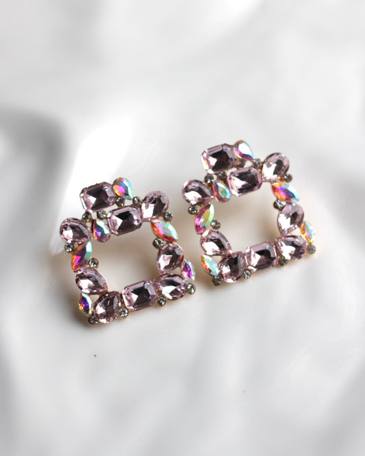 JCEarrings-68 Pink and Silver