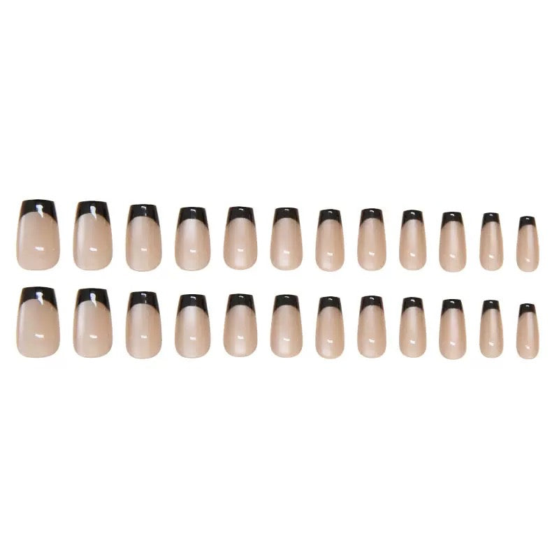 Nails-087-Cateye French Nails- Free 24 -pc Sticker Sheet included