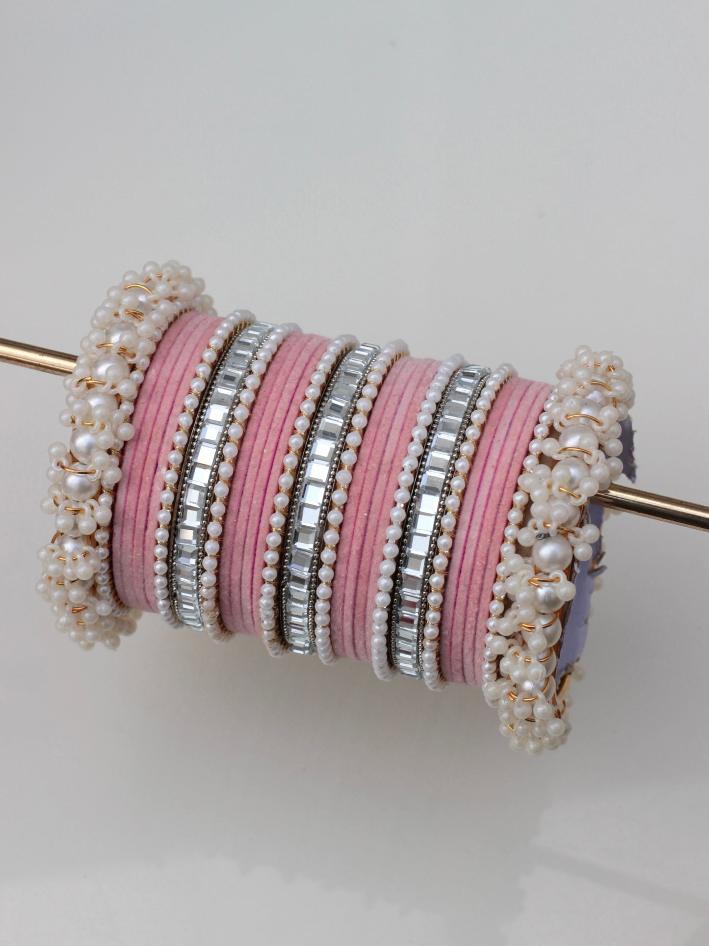 Velvet Luxe Bangle Set-6-Baby Pink