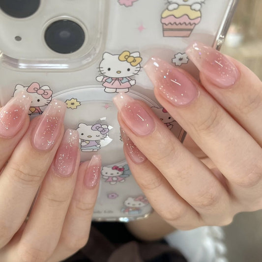 Nails-3607-Medium Length Almond nails- Free 24 pc Sticker Sheet included