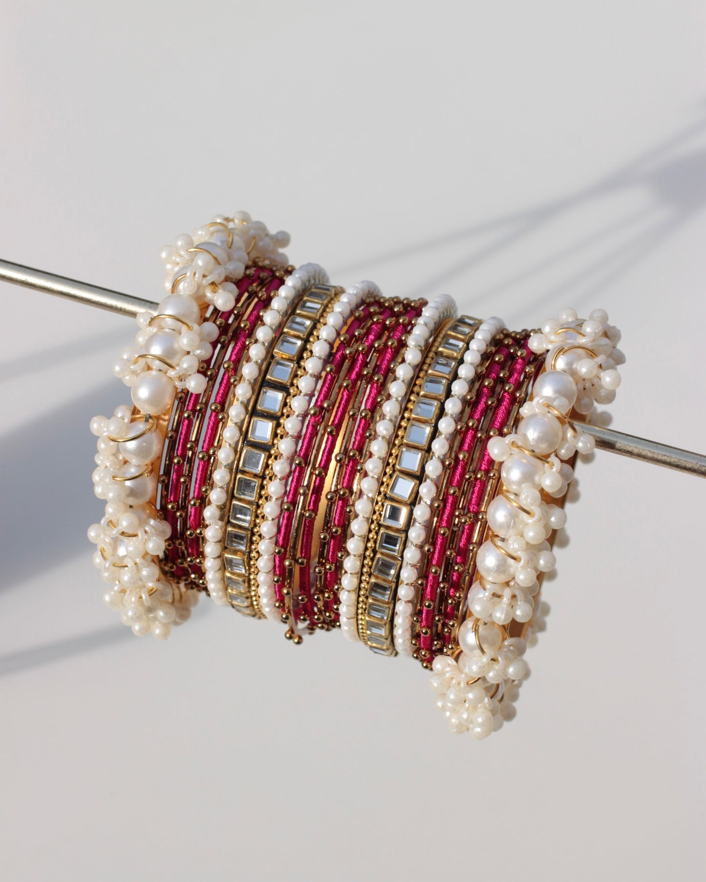 Zariah Premium Bangle Set-Shocking Pink