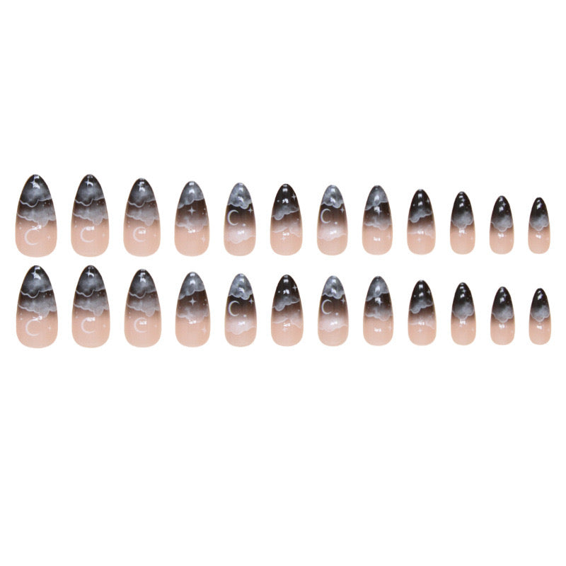 Black and Nude Nails-1608- Free 4 pc nail kit included