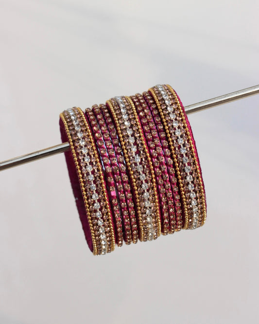Twilight Motia Bangle Set-Dark Pink