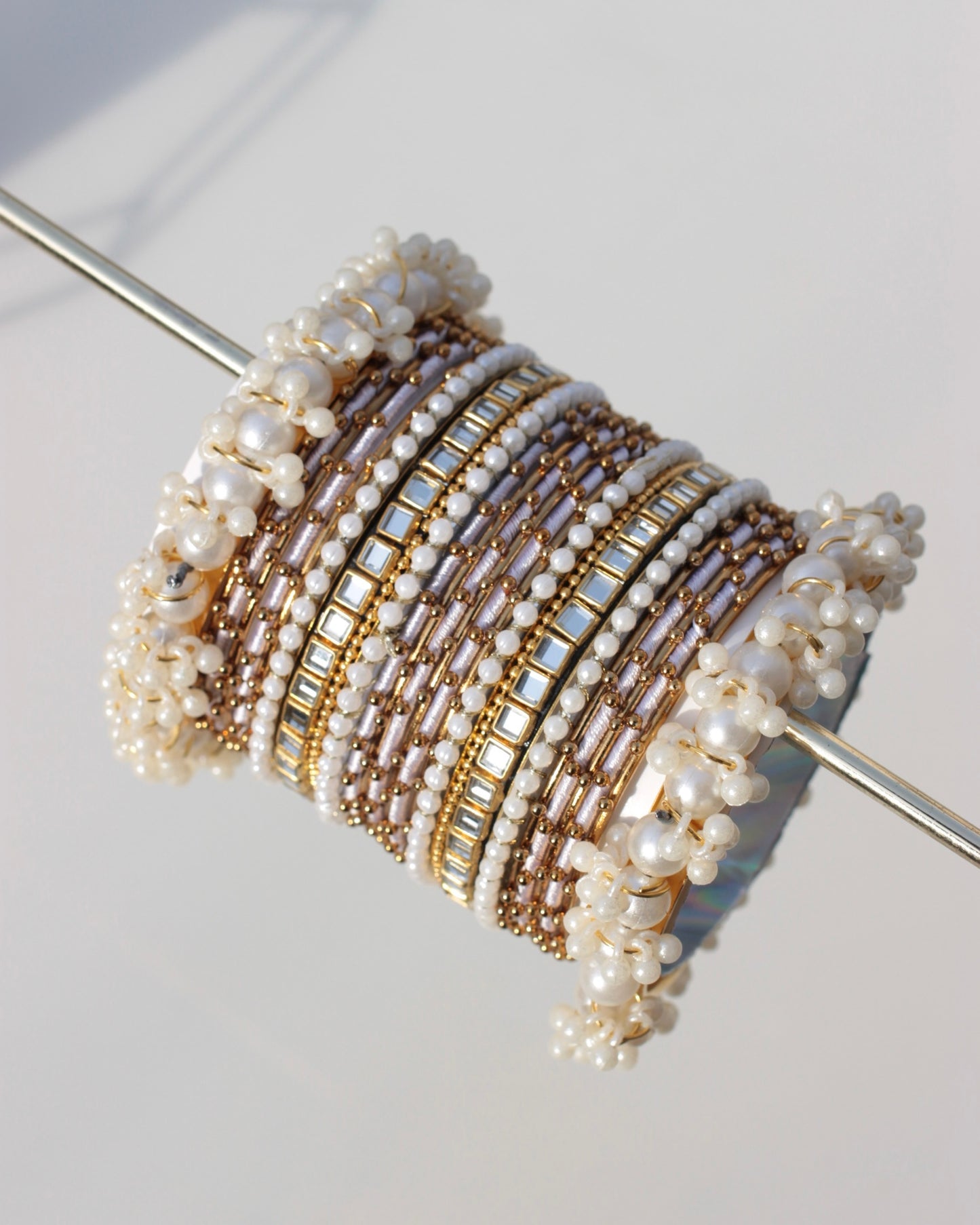 Zariah Premium Bangle Set-white & Gold