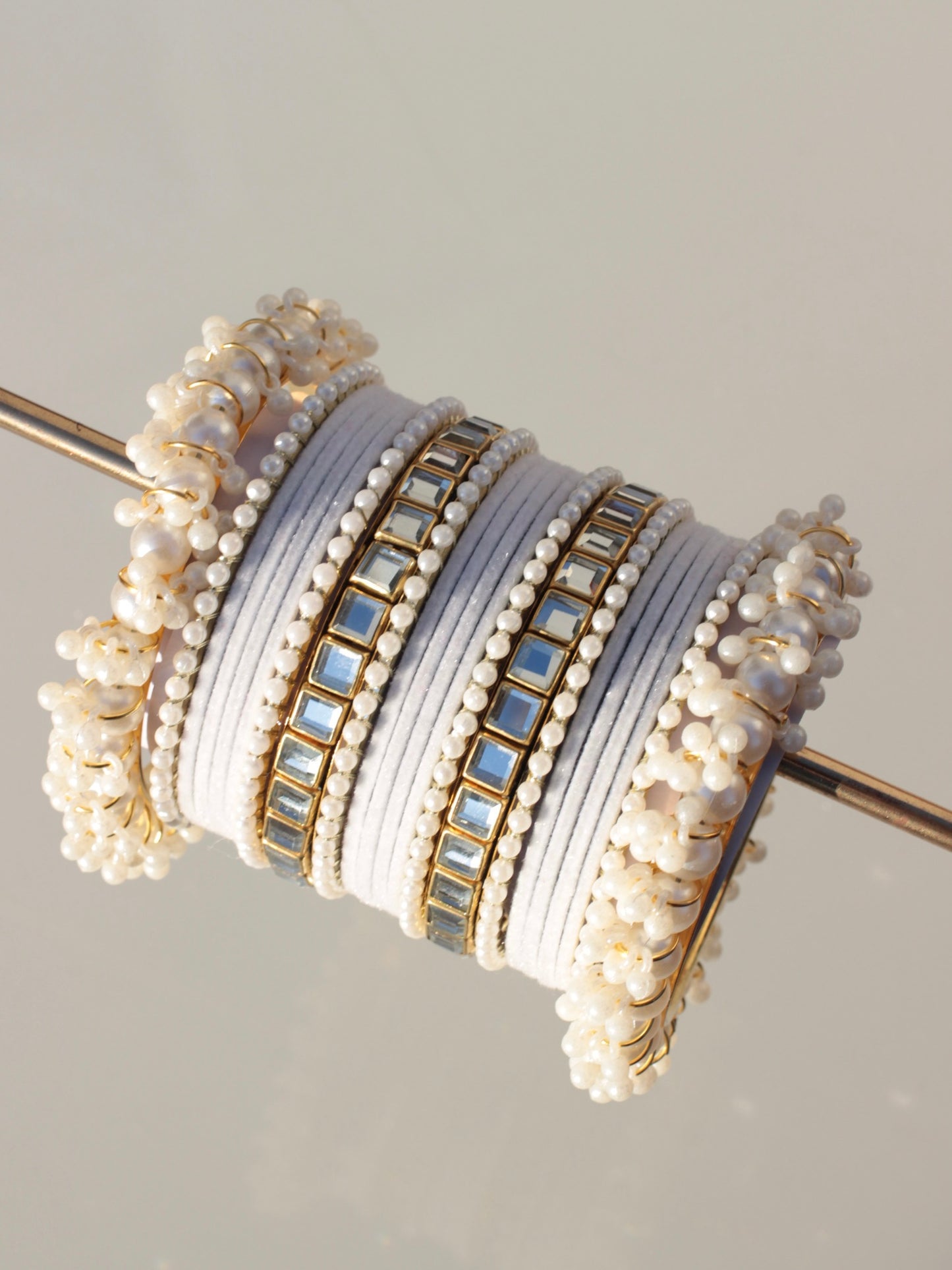 Kundan Majesty Bangle Set-1-white