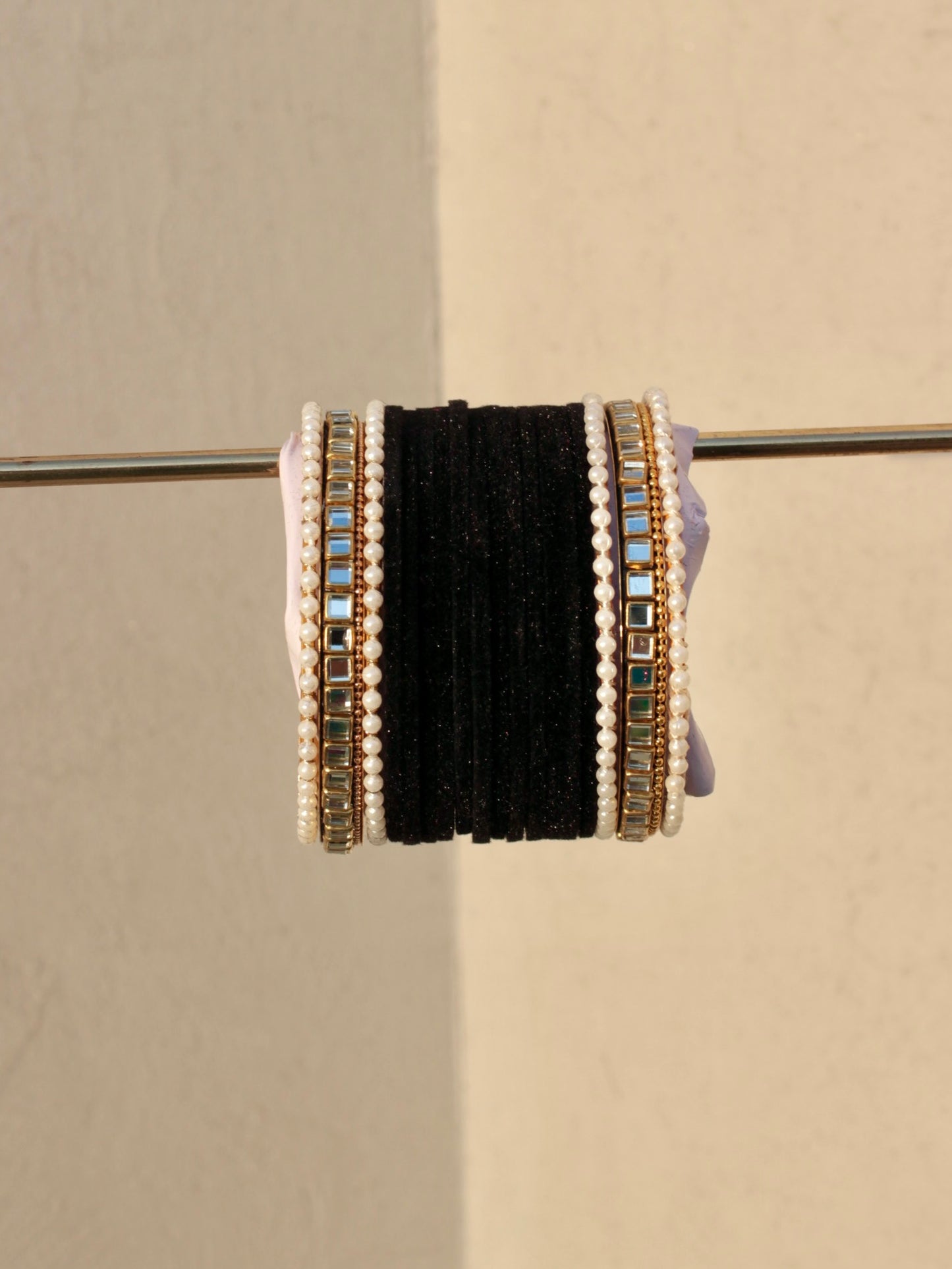 Velvet Bangle Set-10-Black