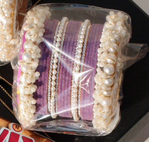 Noor-e-Moti Bangle Set -7-Lilac