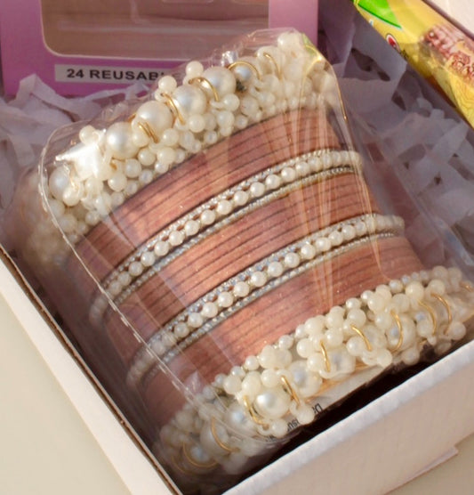 Noor-e-Moti Bangle Set -7-Peach