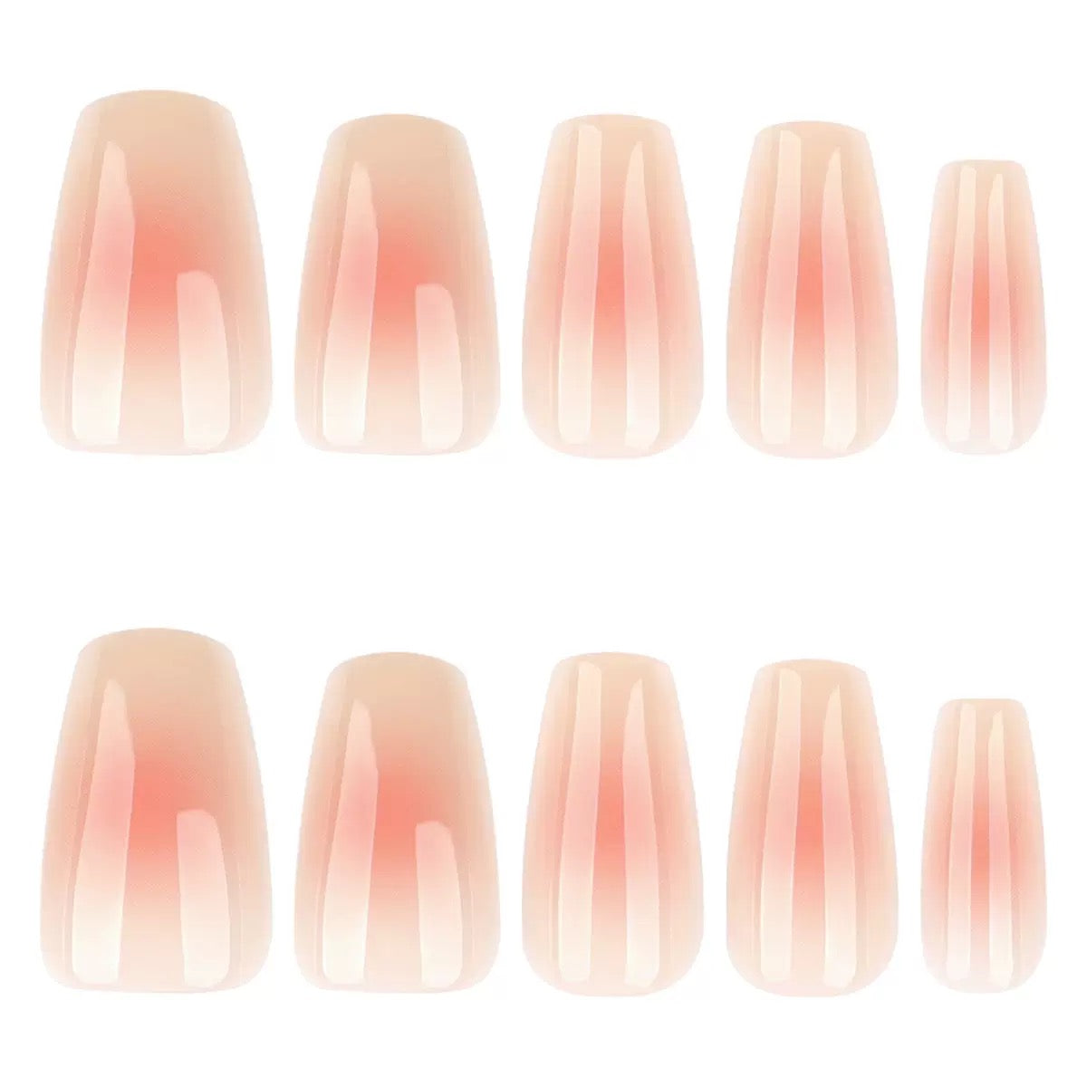Nails-4100- Square Peach shaded nails- Free 24 -pc Sticker Sheet  included