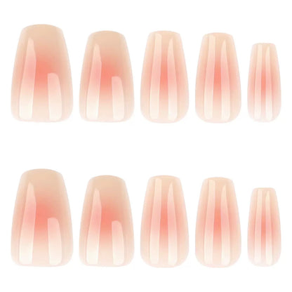 Nails-4100- Square Peach shaded nails- Free 24 -pc Sticker Sheet  included