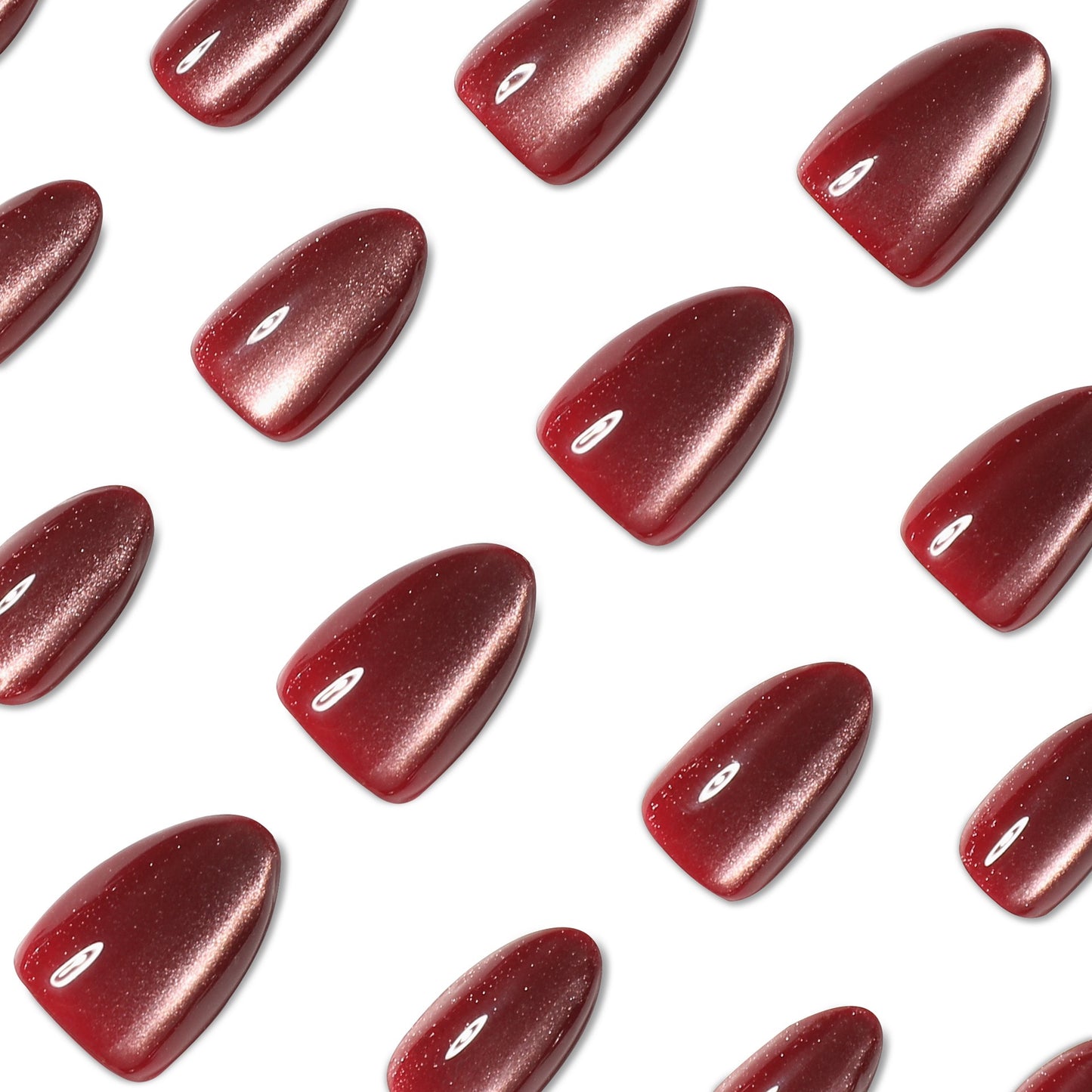Cat Eye Nails-4504J-Almond nails- Free 24pc Sticker Sheet included