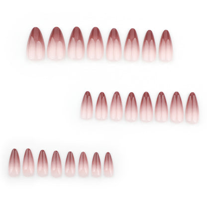 Ombre Brown Nude Nails-Mid length Almond nails-3587-Free 4-pc Nail-kit included