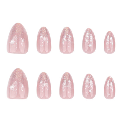 Nails-3576-Medium Length Almond nails- Free 4 pc nail kit included