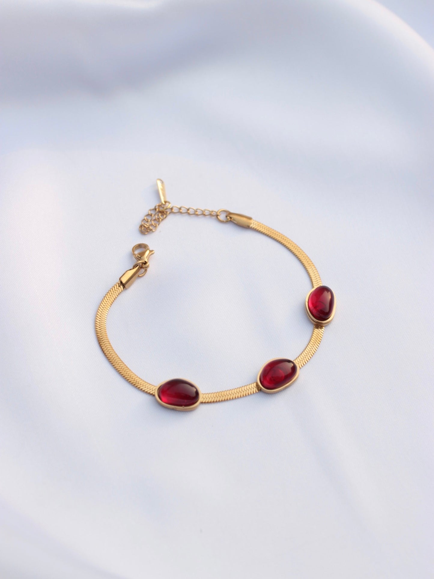 JBracelet- Non Tarnish - 24K Gold plated Anti Tarnish Everyday wear Bracelet-372 Red
