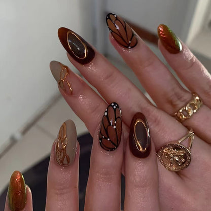 [PREMIUM] Viral Brown Nails-1713- Free 24 pc Sticker Sheet included