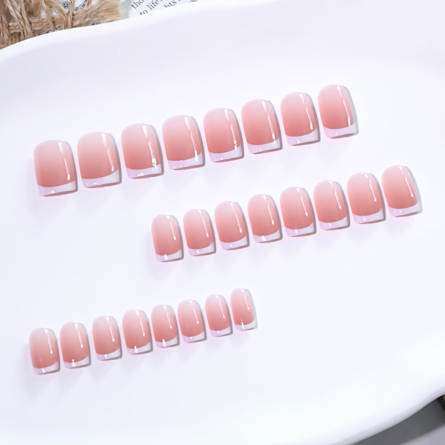 Most Natural Fit French Nails-Mid length Square nails- 0698-Free 4-pc Nail-kit included