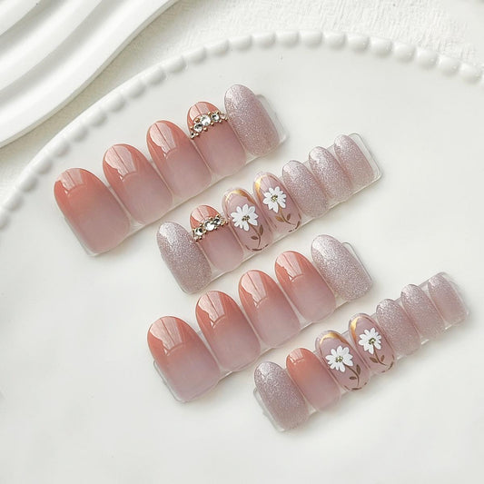 Handmade cat-eye glitter Nails-8423D handmade Nails-3099- Free 4 pc nail kit included