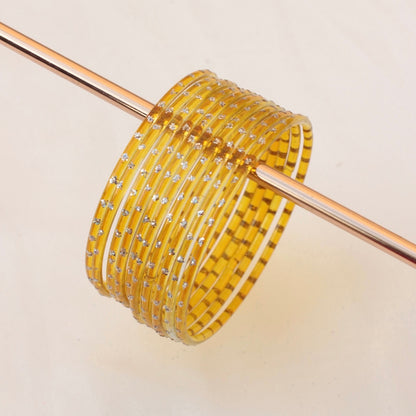 Aiyna- Viral Handmade Glass Bangles-mustard yellow