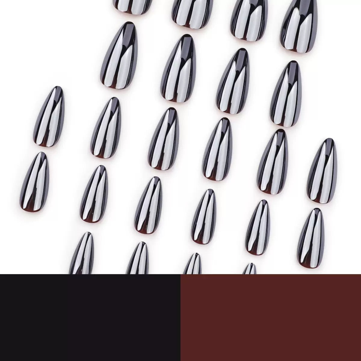 [Premium] Mirror Glazed Nails-3572-Almond nails- Free 24 -pc Sticker Sheet  included