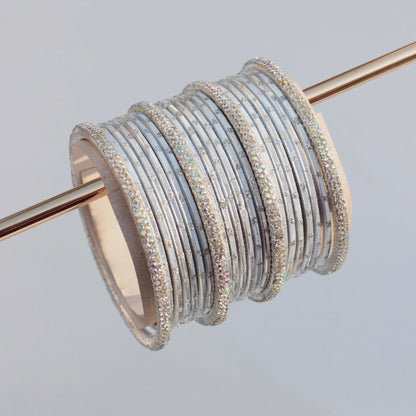 Nira Bangle Set-silver