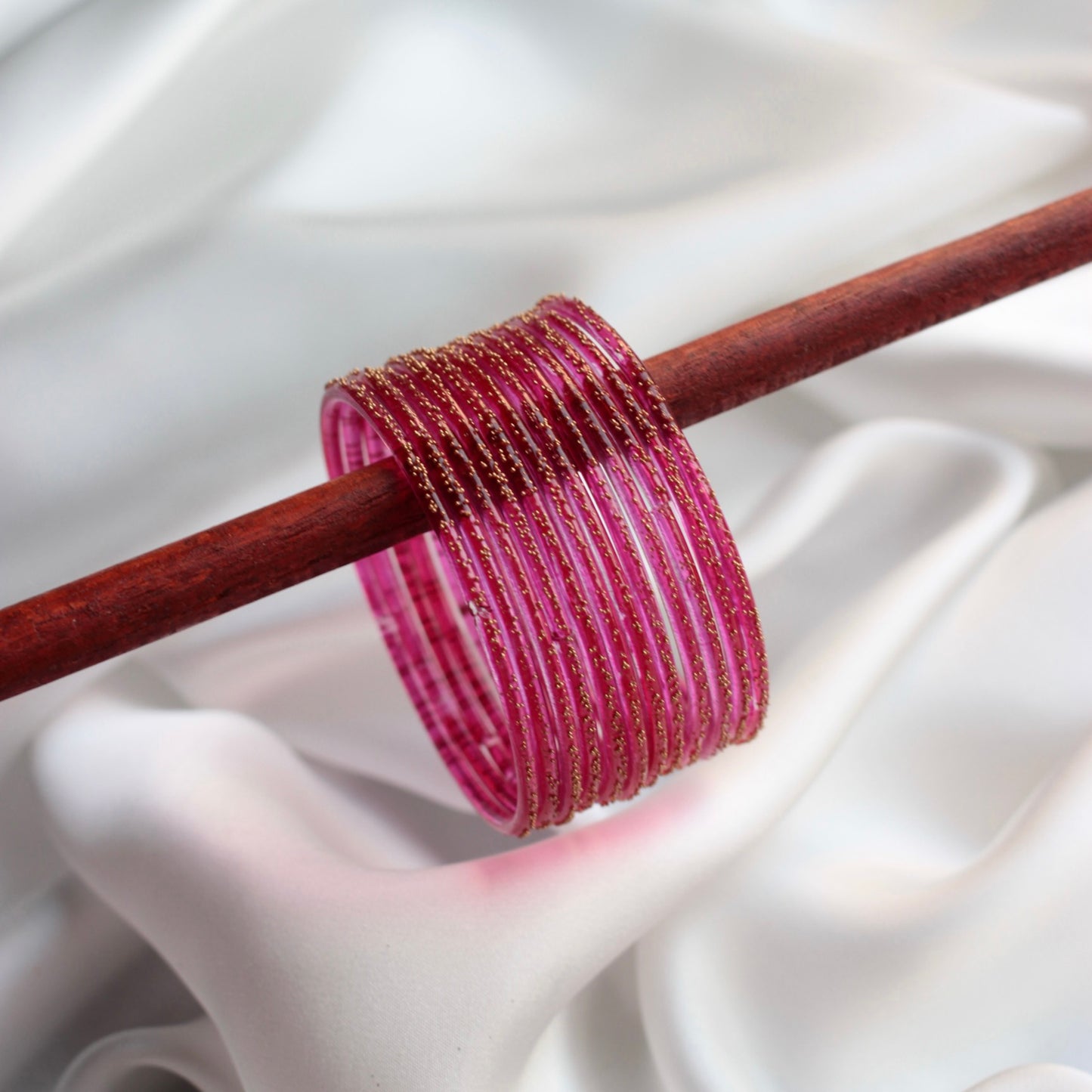 Drops- Viral Handmade Glass Bangles-Shocking Pink #10