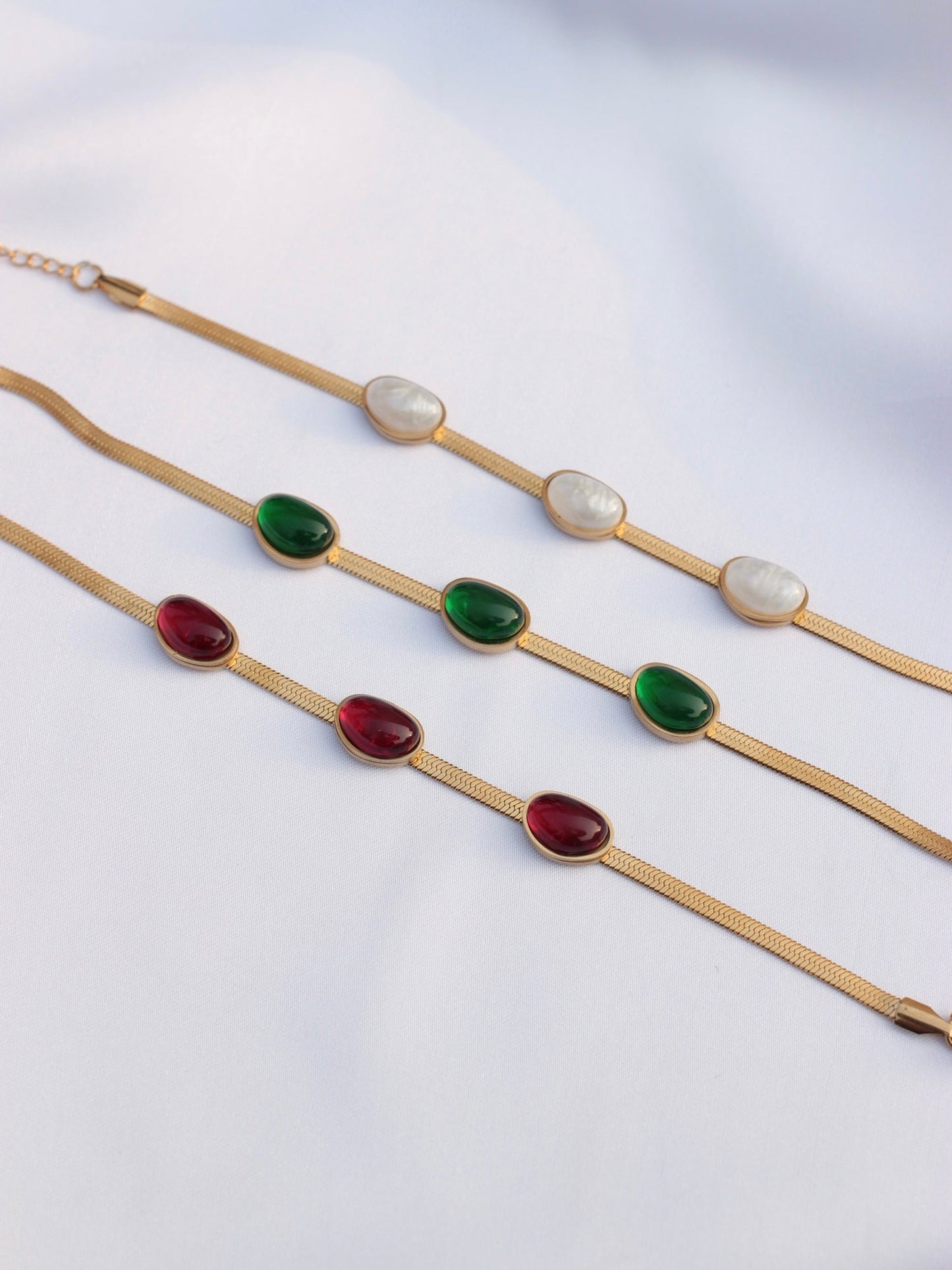 JBracelet- Non Tarnish - 24K Gold plated Anti Tarnish Everyday wear Bracelet-372 Red