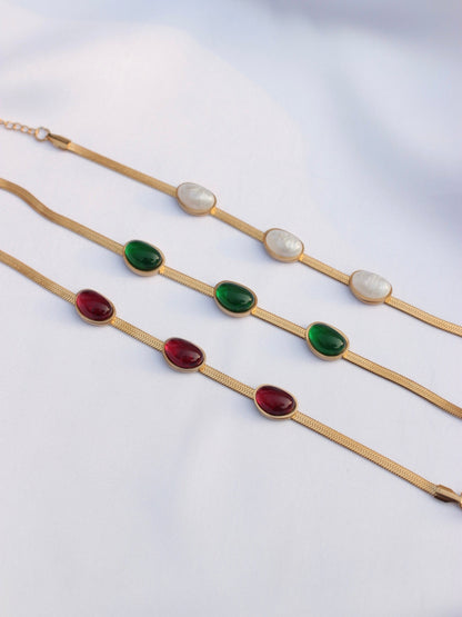 JBracelet- Non Tarnish - 24K Gold plated Anti Tarnish Everyday wear Bracelet-372 Red