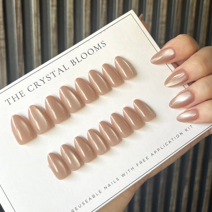 [PREMIUM] Nails-26MYS- Cateye 3D Almond nails- Free 24pc Sticker Sheet included