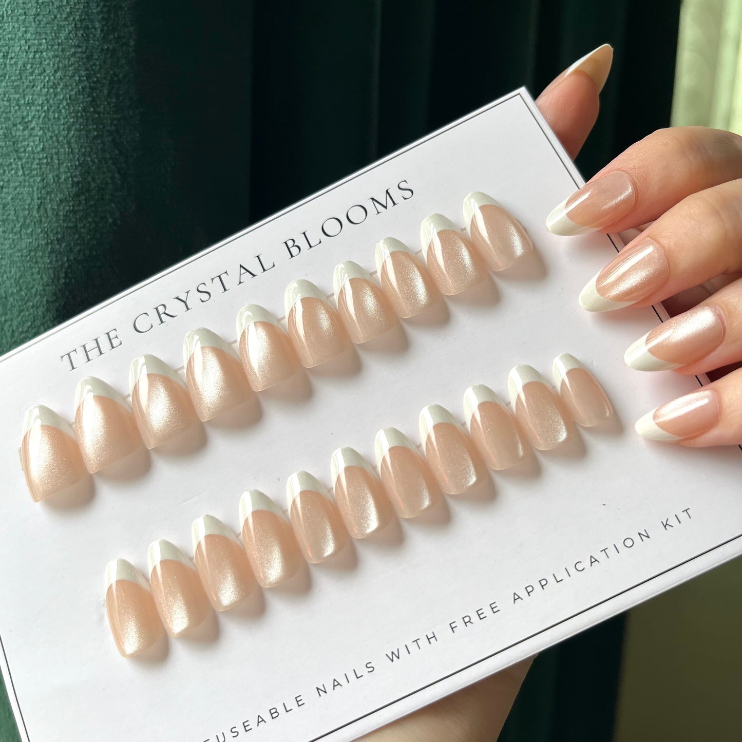 [PREMIUM] Cateye Nails-French Glitter Cateye nails-71-Free 24pc Sticker Sheet included