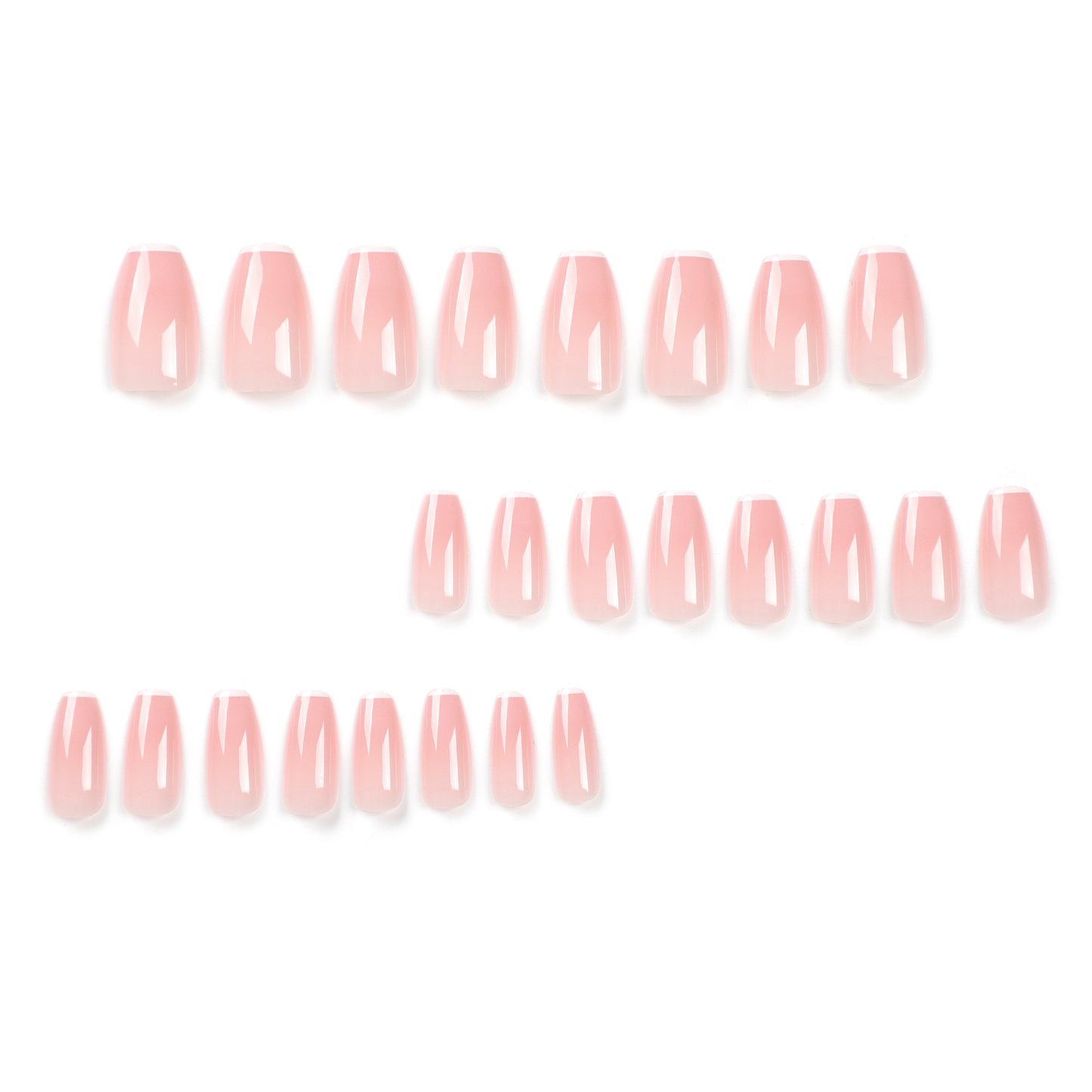 Pink Thin French Nails-Mid length Square nails- 2590-Free 4-pc Nail-kit included