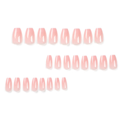Pink Thin French Nails-Mid length Square nails- 2590-Free 4-pc Nail-kit included