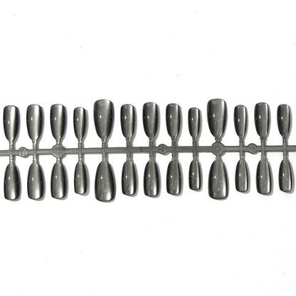 Cat-eye reflective Black/grey Nails-Almond nails- 86-Free 4-pc Nail-kit included
