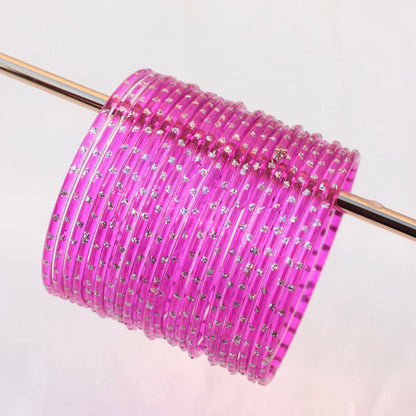 Aiyna- Viral Handmade Glass Bangles-Shocking Pink-70
