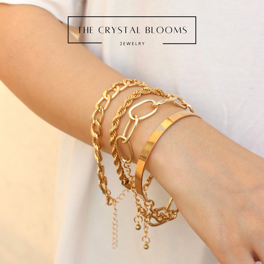 JBraceletSet - Bracelet set of 4 pcs- gold statement bracelets-PC35