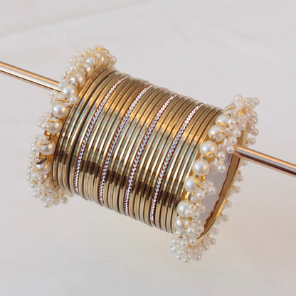 Mila Bangle Set-Golden