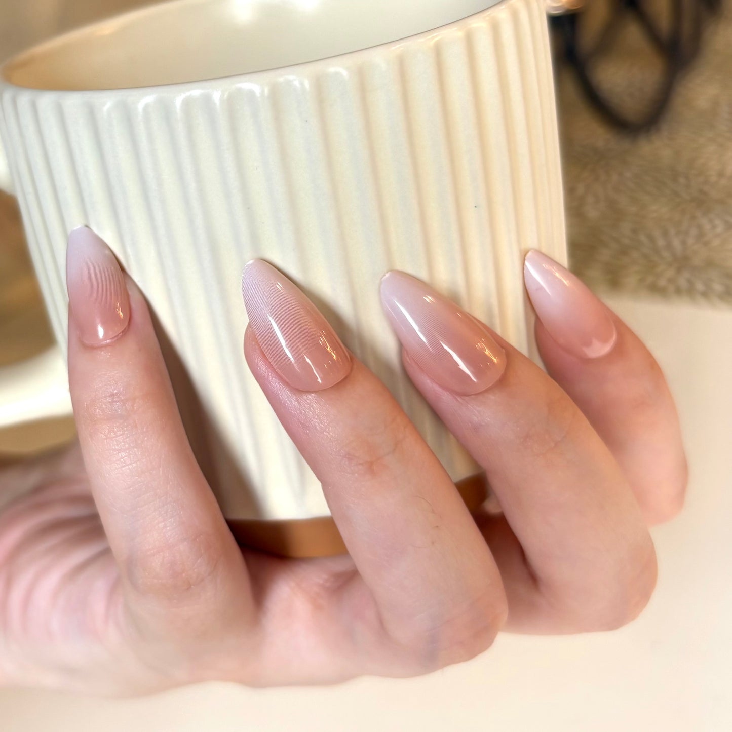 Nails-845- Ombre ONude nails- Free 24pc Sticker Sheet included