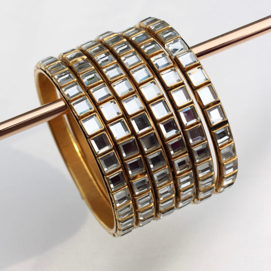 Kundan Bangles - 5 Pcs