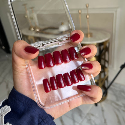 Nails-01-Reddish Maroon Square nails