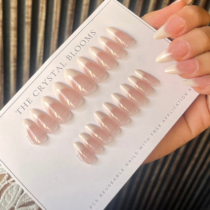 Hyper realistic viral Nails- Transparent shows your own nail beneath  -263-Almond nails- Free 24pc Sticker Sheet included