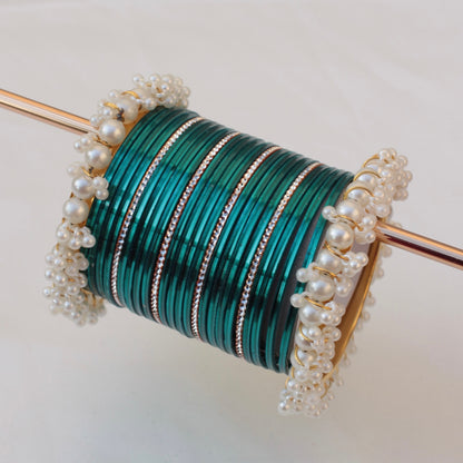Mila Bangle Set-Teal