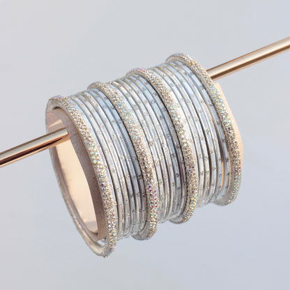Nira Bangle Set-silver