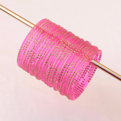 Mahnur- Viral Handmade Glass Bangles-Barbie Pink