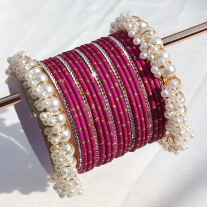 Azel Bangle Set-Darkest Pink